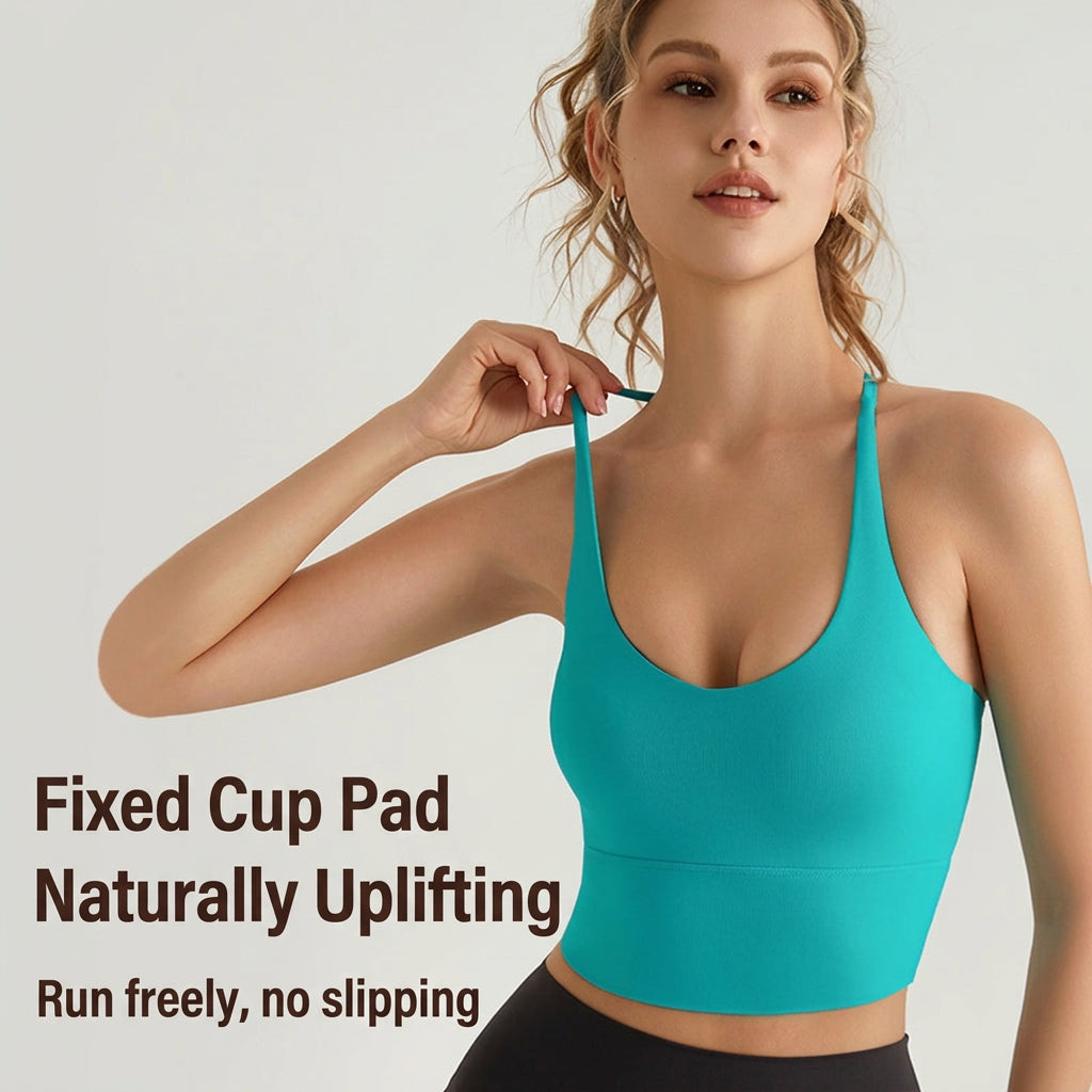 Weiman Thin Strap Cross Back Sports Bra, Anti-Microbial Cup 7A, Yoga Tank