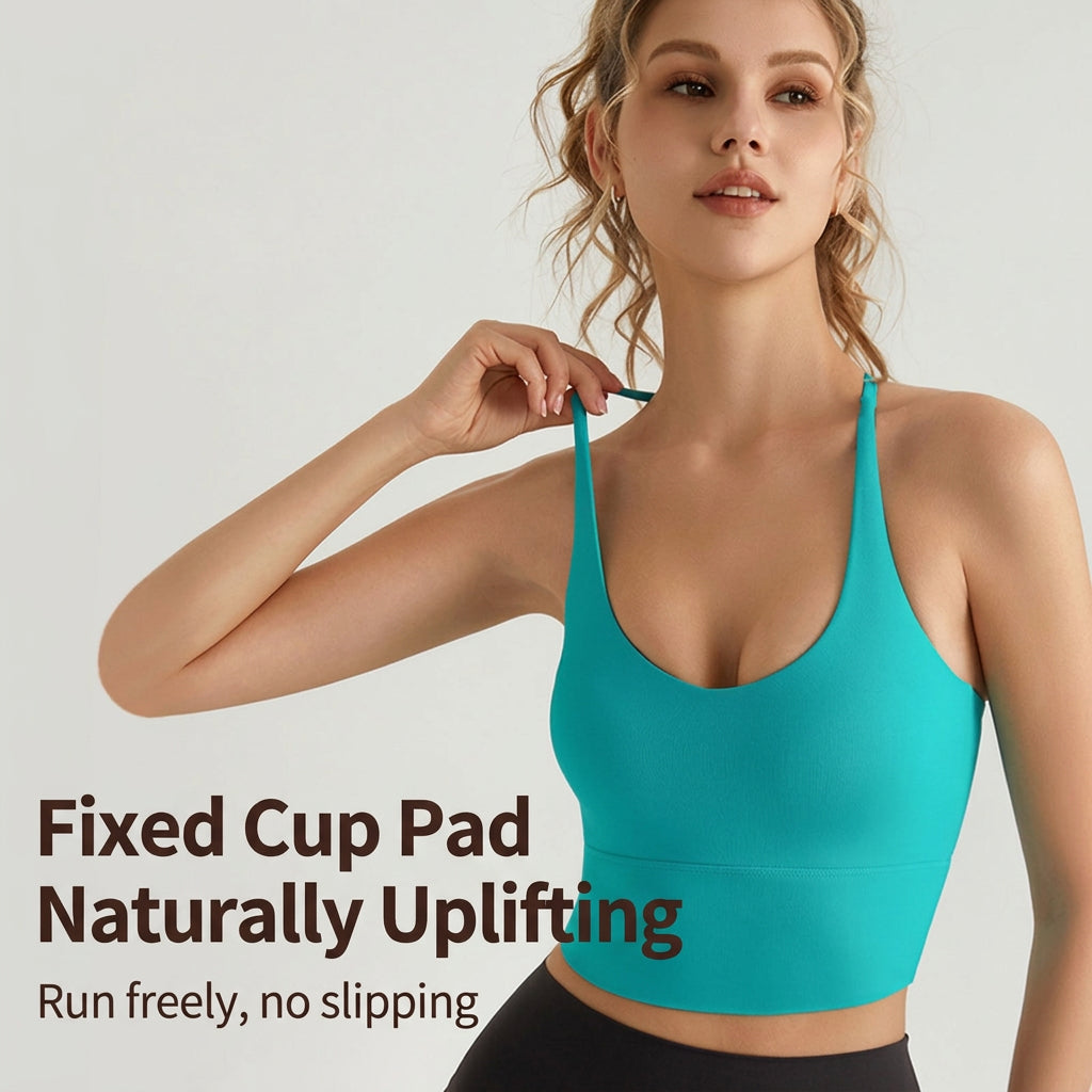LAHN Women Cross Back Sports Tank Top, Built-in Bra Pad, Yoga Workout