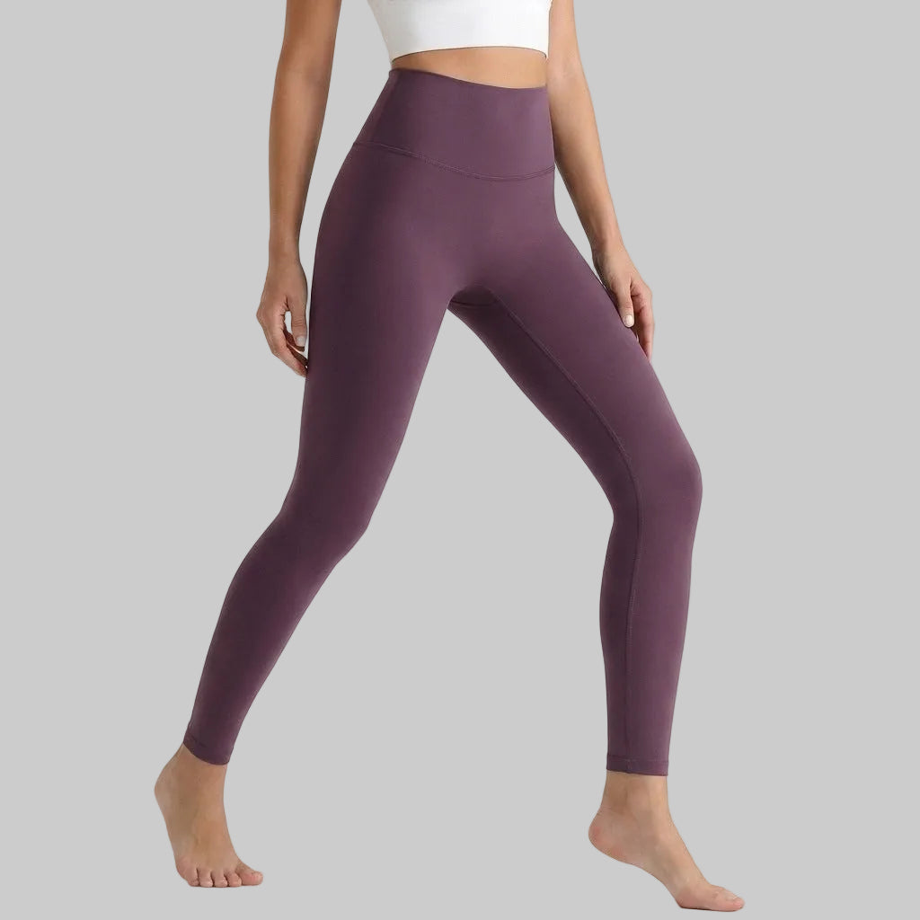 Lahn Bare-Skin Yoga Leggings For Women, High-Waist 3/4 Workout Pants - Grape Thistle Purple