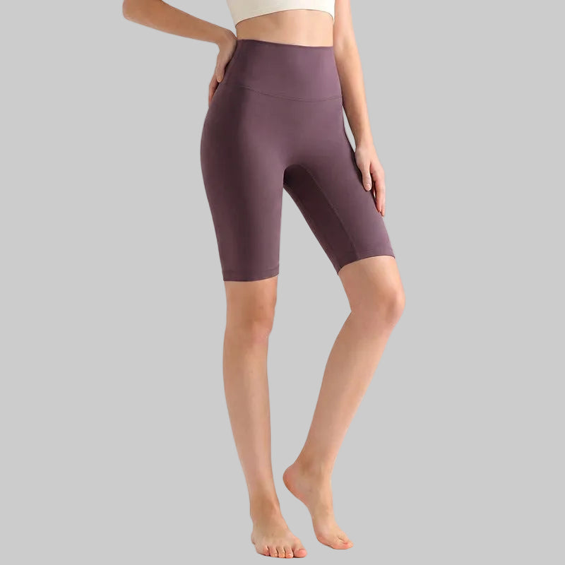 LAHN Antibacterial Bare-Fit 5-Inch Yoga Shorts, High-Waist Tummy Control - Grape Thistle Purple