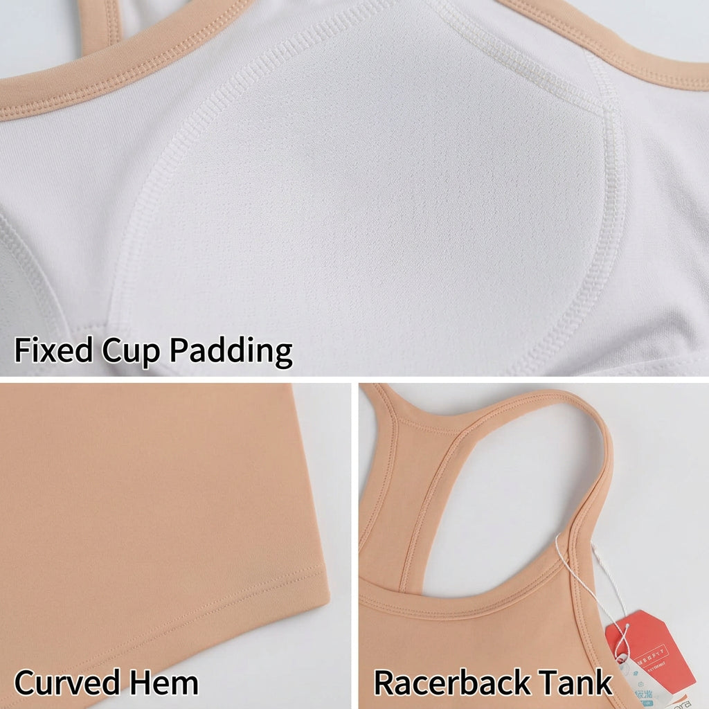 Weyman High-Impact Yoga Tank Bra, Fixed Pads, Racerback Spaghetti Strap