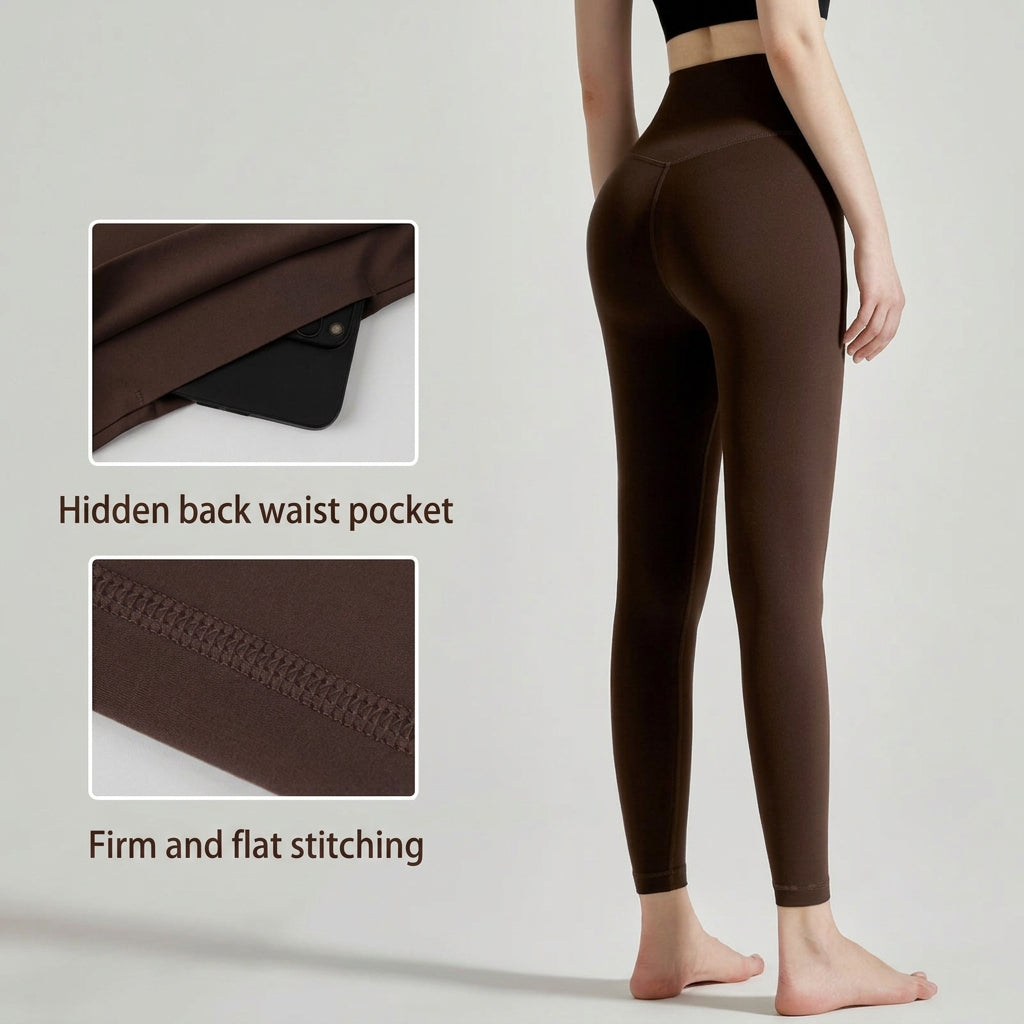 Lahn Bare-Skin Yoga Leggings For Women, High-Waist 3/4 Workout Pants
