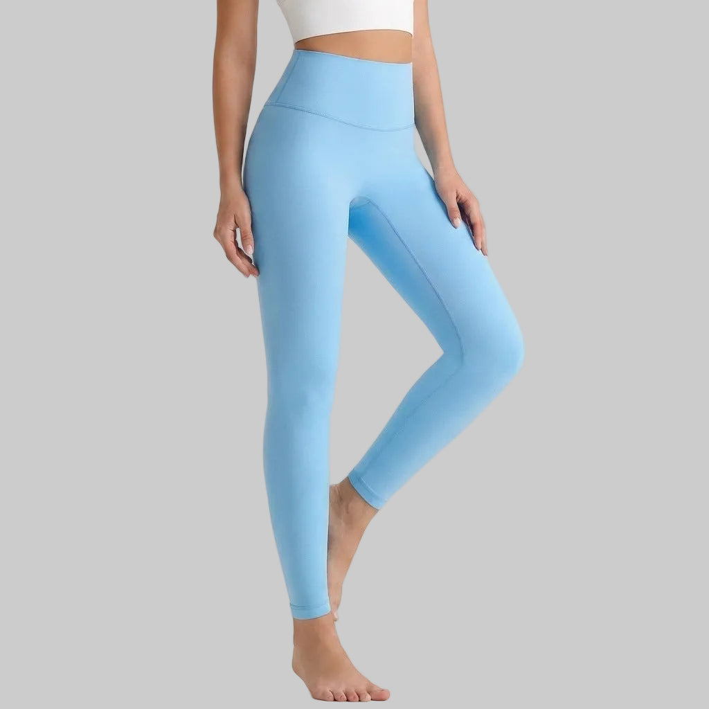 Lahn Bare-Skin Yoga Leggings For Women, High-Waist 3/4 Workout Pants - French Sky Blue
