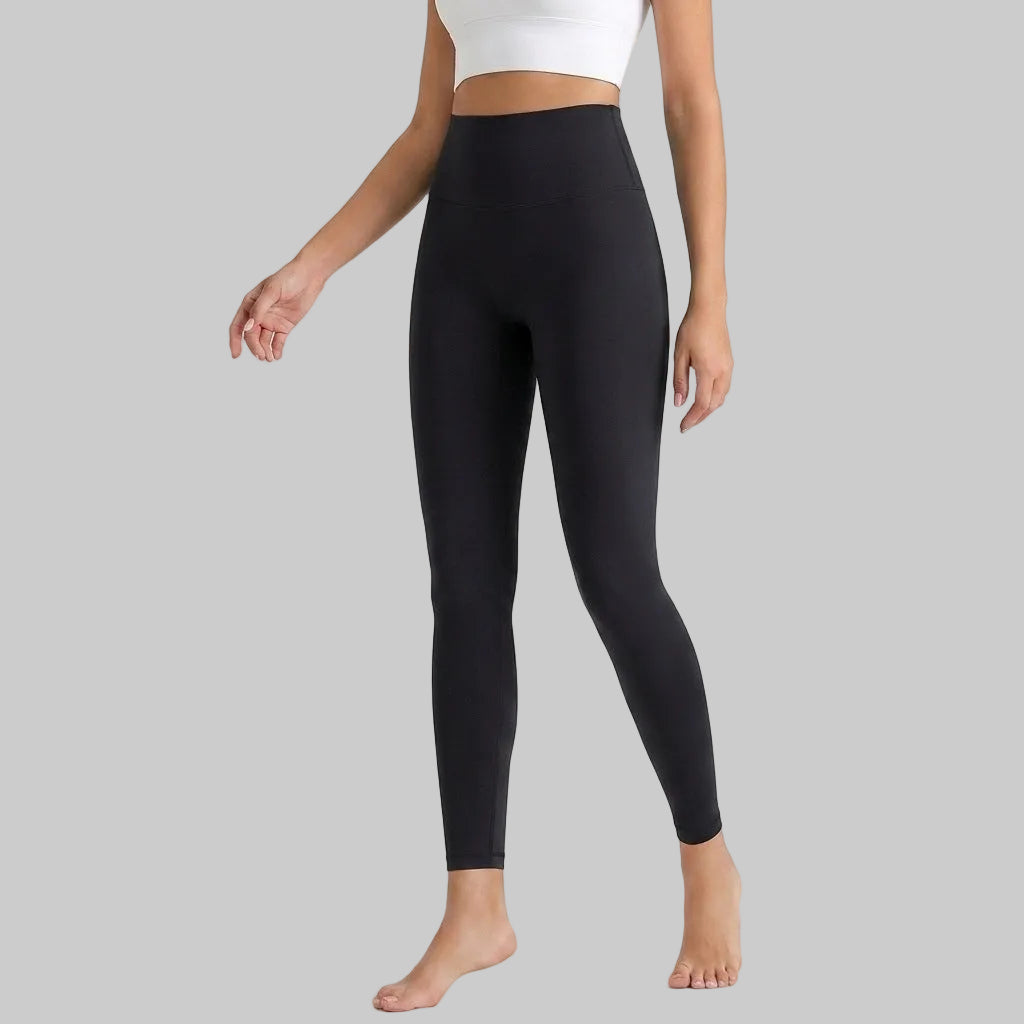 Lahn Bare-Skin Yoga Leggings For Women, High-Waist 3/4 Workout Pants - Crystal Black