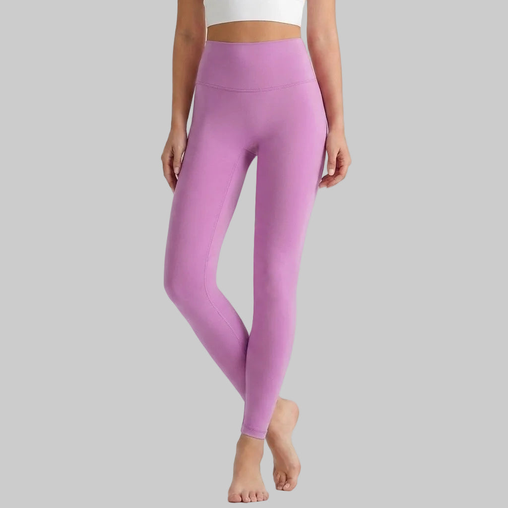 Lahn Bare-Skin Yoga Leggings For Women, High-Waist 3/4 Workout Pants - Fuchsia Purple
