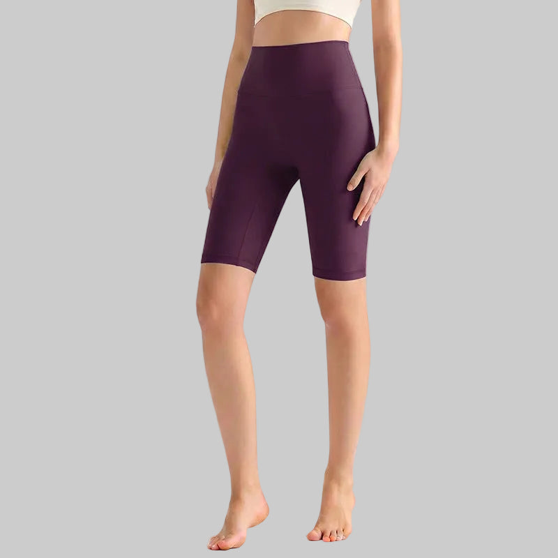 LAHN Antibacterial Bare-Fit 5-Inch Yoga Shorts, High-Waist Tummy Control - Razzle Purple