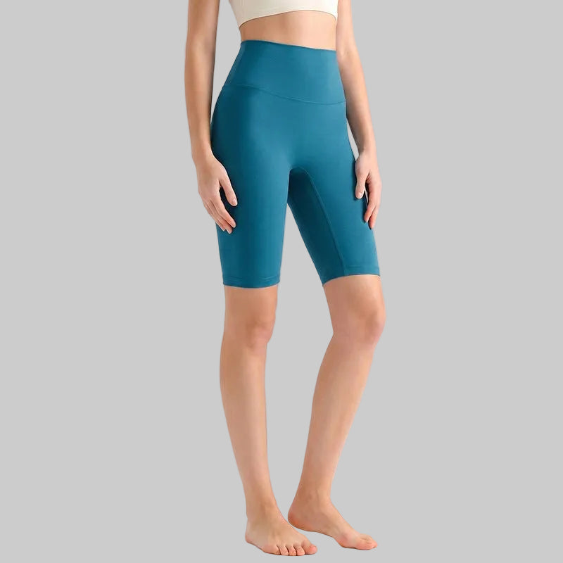 LAHN Antibacterial Bare-Fit 5-Inch Yoga Shorts, High-Waist Tummy Control - Ocean Blue