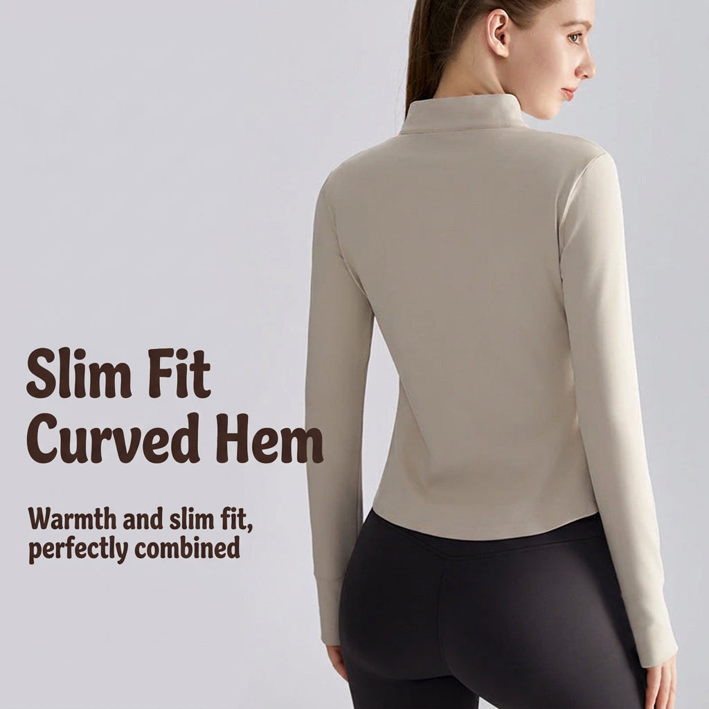 LAHN Women’s Fitted Zip-Up Track Jacket — Long Sleeve Warm Hoodie Gym Yoga