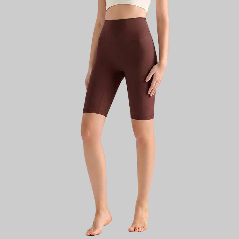 LAHN Antibacterial Bare-Fit 5-Inch Yoga Shorts, High-Waist Tummy Control - Angora Red