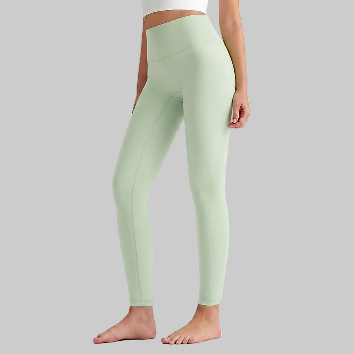 Lahn Bare-Skin Yoga Leggings For Women, High-Waist 3/4 Workout Pants - Mint Green