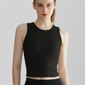 Women’s Ribbed Sports Tank Top — Fixed Support Padded Yoga Vest - Shooting Star Black