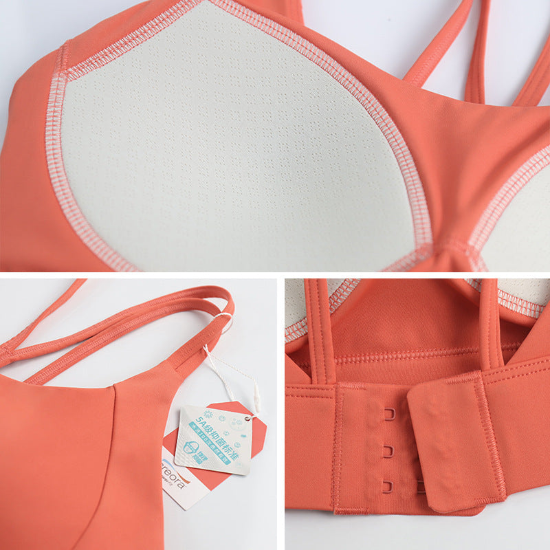 Weimann Thin Strap Sports Bra Tank — Padded Cross Back, No Bounce Support