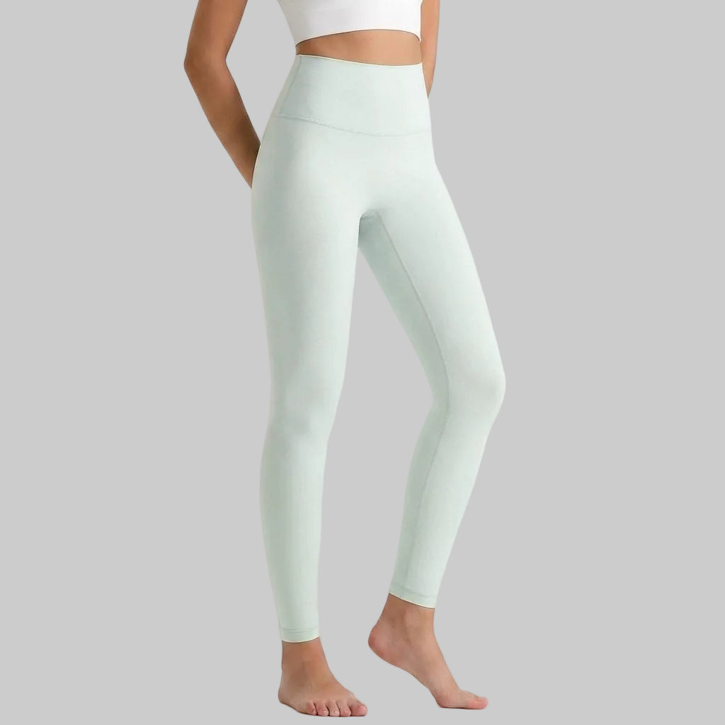 Lahn Bare-Skin Yoga Leggings For Women, High-Waist 3/4 Workout Pants - Mist Island