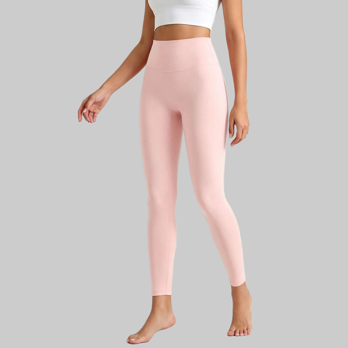Lahn Bare-Skin Yoga Leggings For Women, High-Waist 3/4 Workout Pants - Strawberry Milk