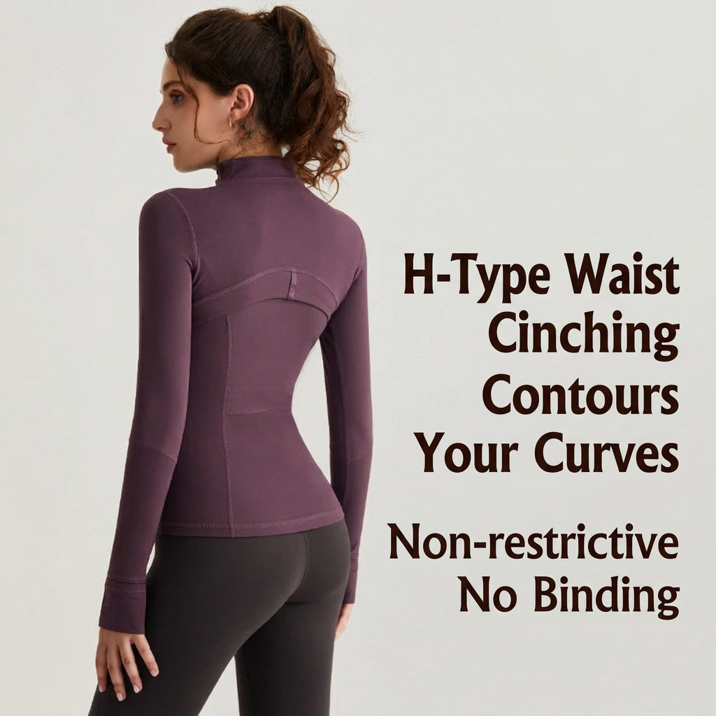 LAHN Women’s Zip-Up Track Jacket — Stand Collar Gym Workout Activewear