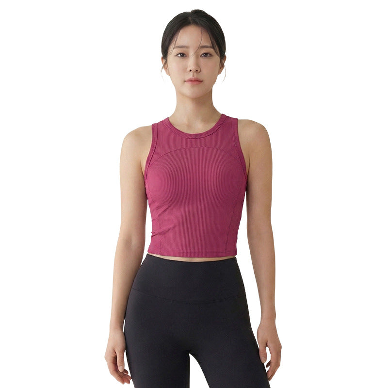 Weeman Ribbed Antibacterial Yoga Tank Top With Built-In Bra Cups for Women