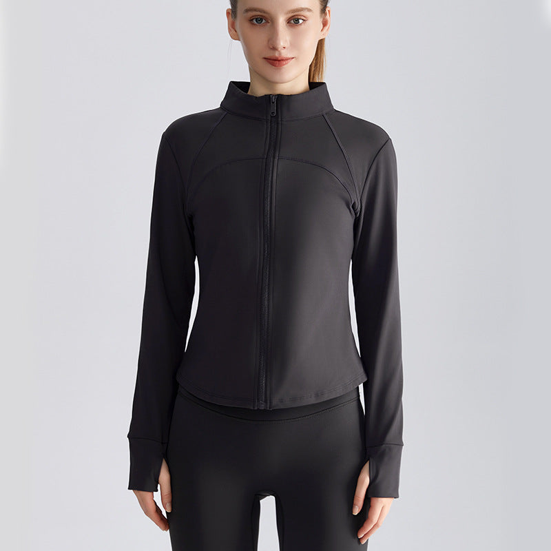 LAHN Women’s Fitted Zip-Up Track Jacket — Long Sleeve Warm Hoodie Gym Yoga - Graphite Gray