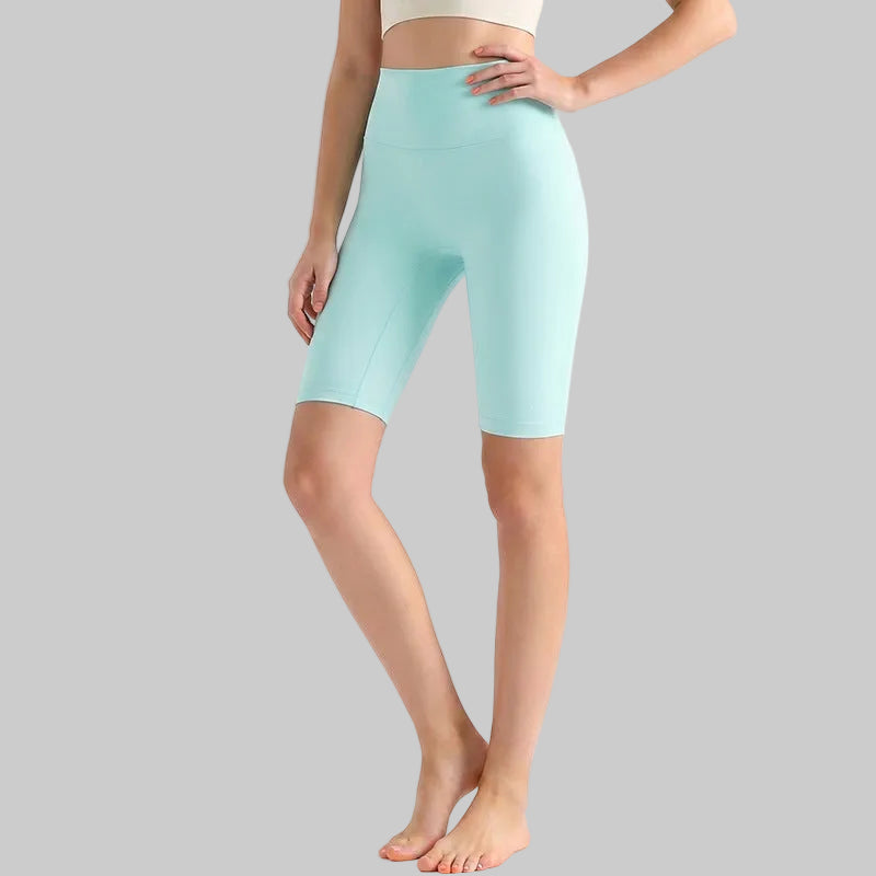 LAHN Antibacterial Bare-Fit 5-Inch Yoga Shorts, High-Waist Tummy Control - Iceland Blue