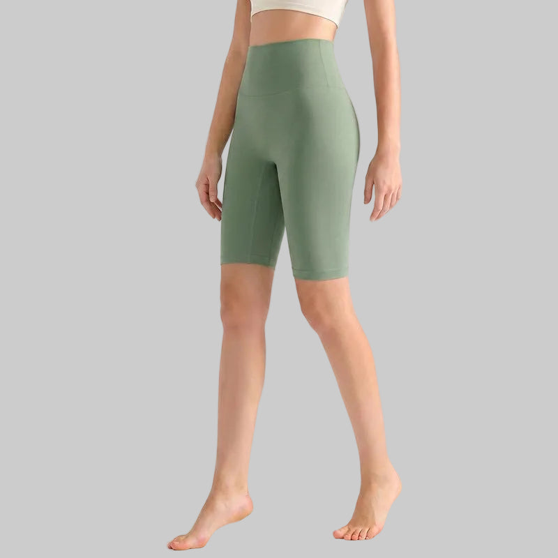 LAHN Antibacterial Bare-Fit 5-Inch Yoga Shorts, High-Waist Tummy Control - Flying Spring Green