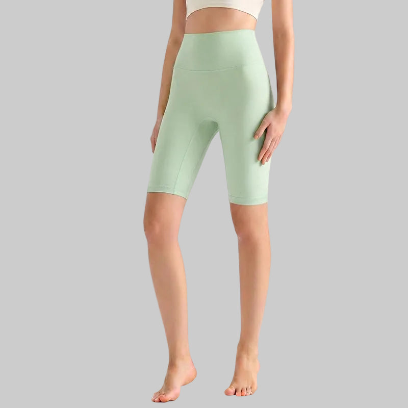 LAHN Antibacterial Bare-Fit 5-Inch Yoga Shorts, High-Waist Tummy Control - Mint Green