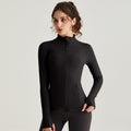 LAHN Women’s Zip-Up Track Jacket — Stand Collar Gym Workout Activewear - WT-046H Fashion Black