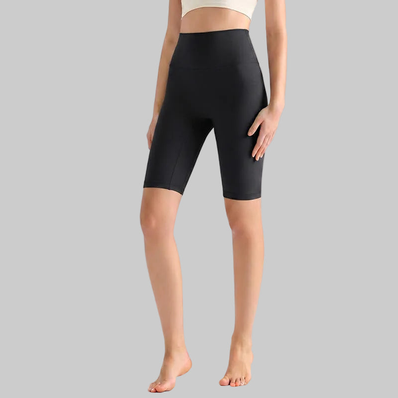 LAHN Antibacterial Bare-Fit 5-Inch Yoga Shorts, High-Waist Tummy Control - Jade Black