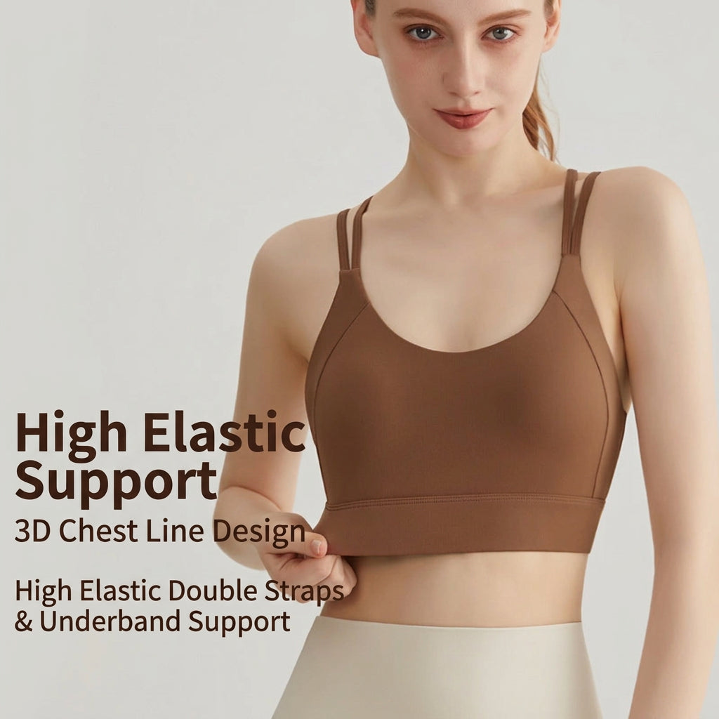 Weimann Thin Strap Sports Bra Tank — Padded Cross Back, No Bounce Support