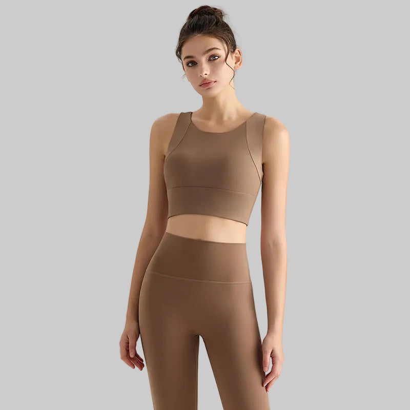 Women’s Yoga Set, 2-Piece Outfit for Pilates, Workout, Running, Outwear - Cocoa