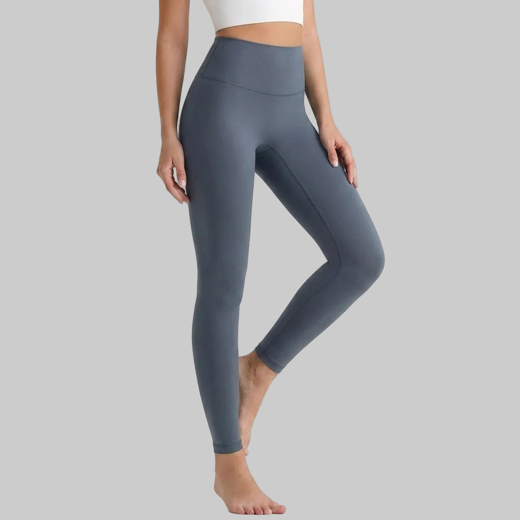 Lahn Bare-Skin Yoga Leggings For Women, High-Waist 3/4 Workout Pants - Prussian Blue