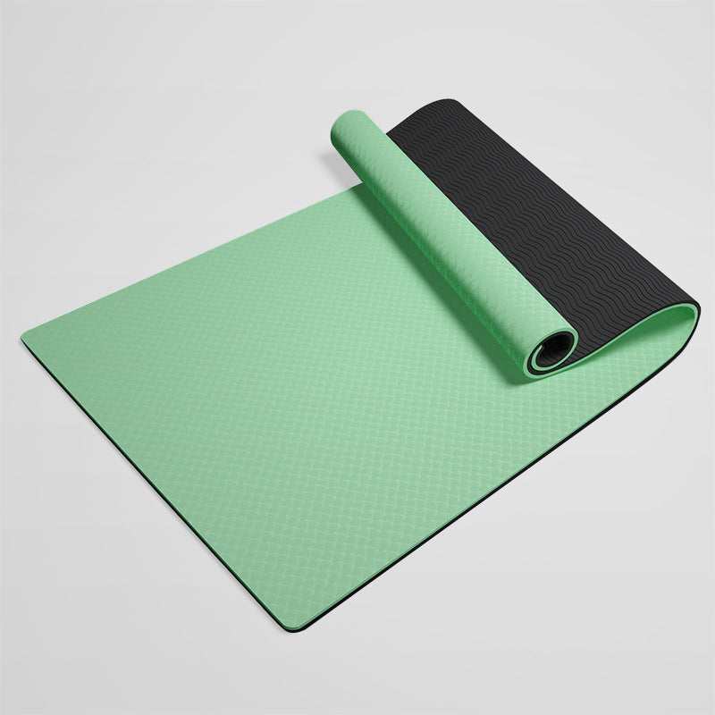 Extra Thick TPE Yoga Mat, Non-Slip Fitness Floor Mat for Home Gym, Dance - Matcha Green-Dark Gray-Insole