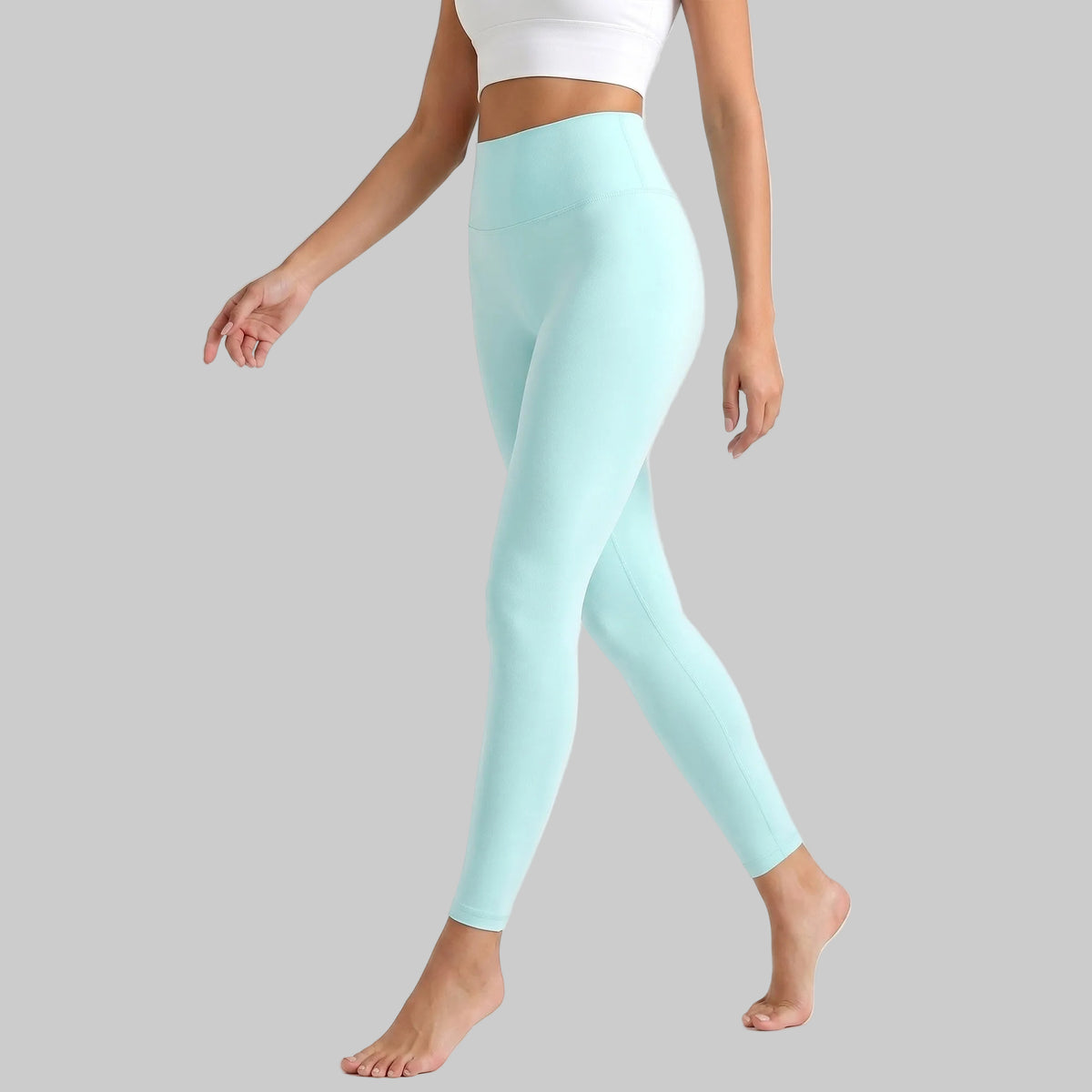Lahn Bare-Skin Yoga Leggings For Women, High-Waist 3/4 Workout Pants - Iceland Blue
