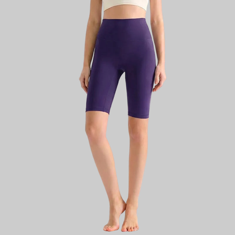 LAHN Antibacterial Bare-Fit 5-Inch Yoga Shorts, High-Waist Tummy Control - Jade Purple-Blue
