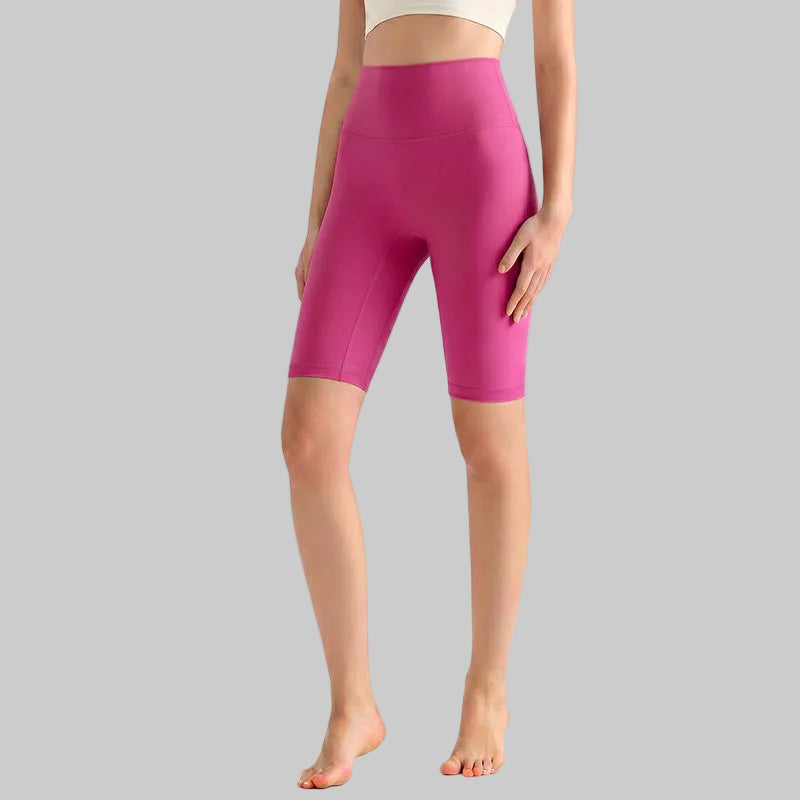 LAHN Antibacterial Bare-Fit 5-Inch Yoga Shorts, High-Waist Tummy Control - Purple Rose
