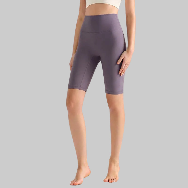 LAHN Antibacterial Bare-Fit 5-Inch Yoga Shorts, High-Waist Tummy Control - Wisteria Purple